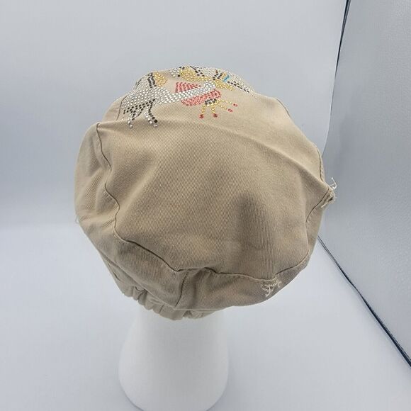 Women's Hat, Cap One Size Fits Most, Tan, Bejeweled, Brand New Mens - Picture 4 of 7